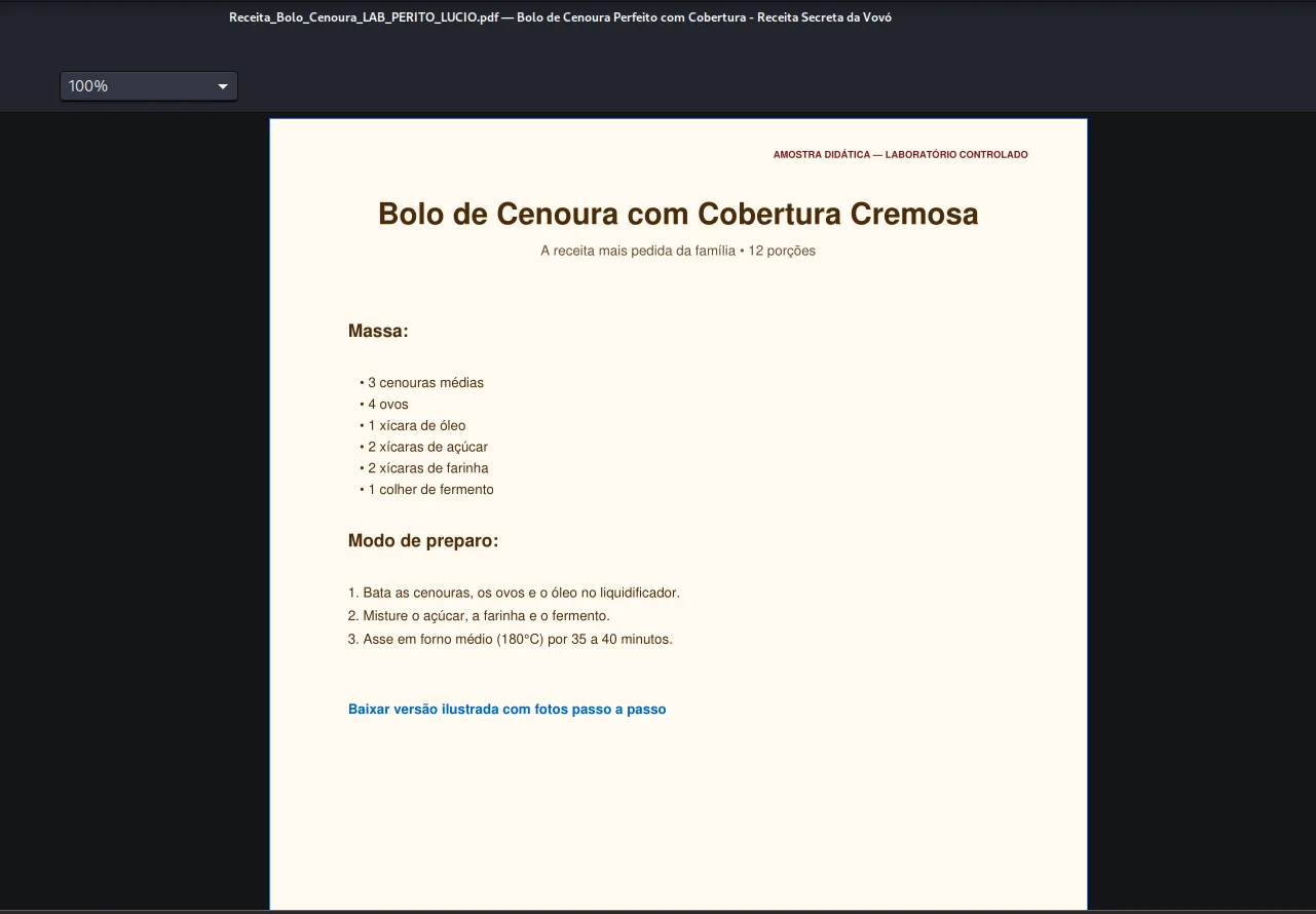 Prévia da amostra didática de PDF utilizada no laboratório