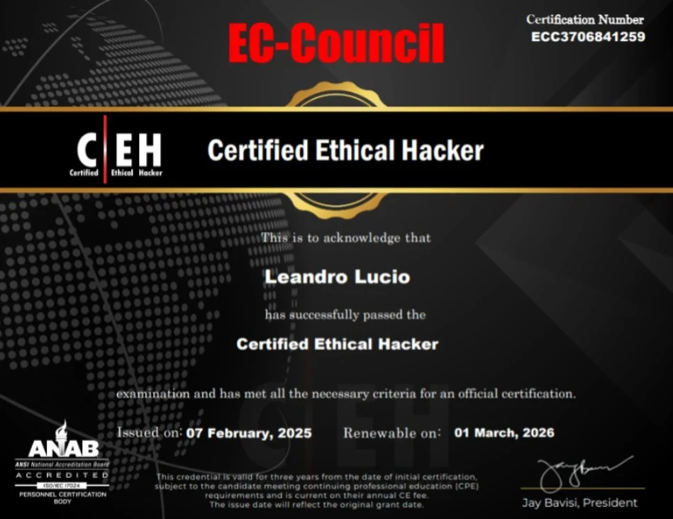 Certificação CEH Certified Ethical Hacker de Leandro Lucio