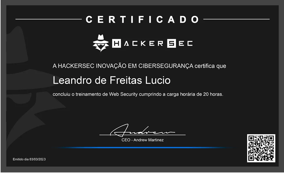 Certificado HackerSec Web Security