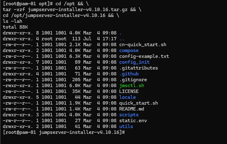 Estrutura do instalador extraído do JumpServer