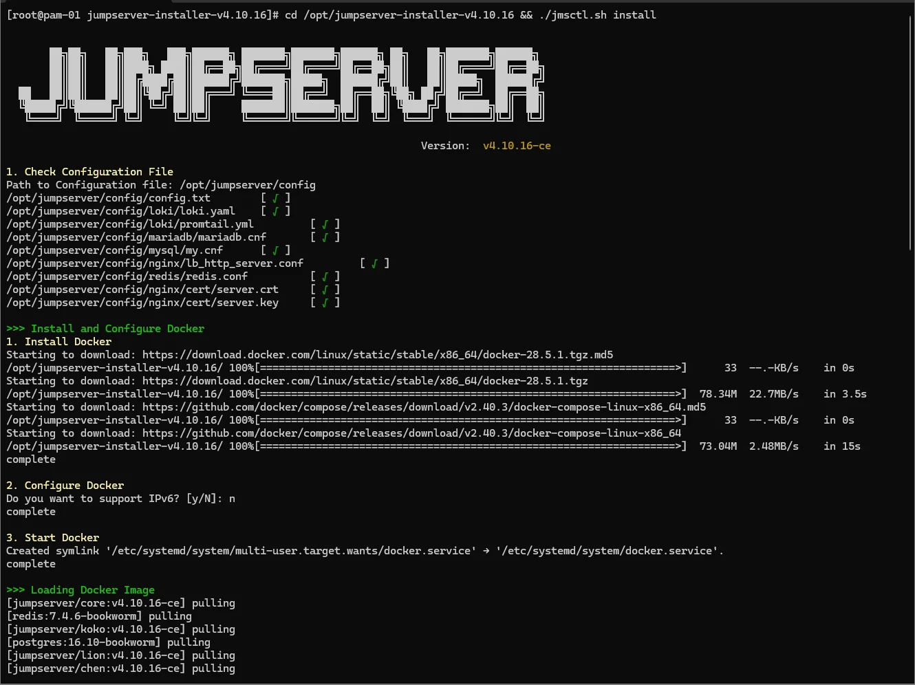 Assistente de instalação do JumpServer