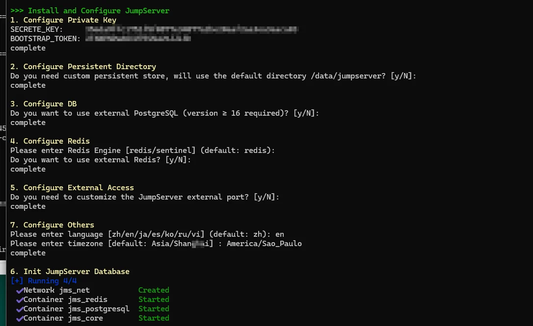 Conclusão da instalação do JumpServer
