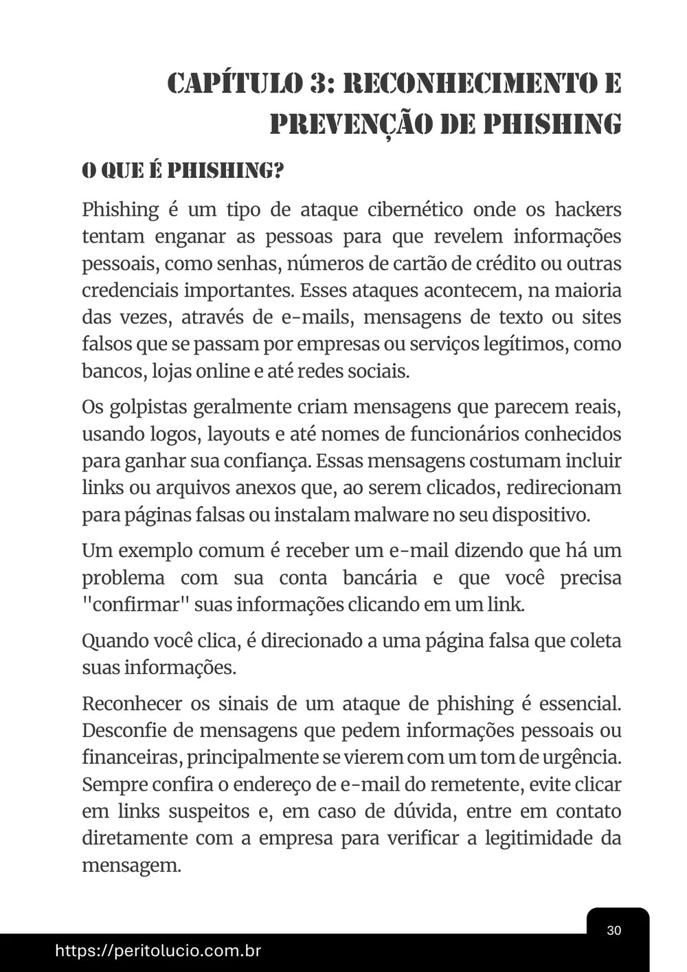 Página do capítulo sobre phishing